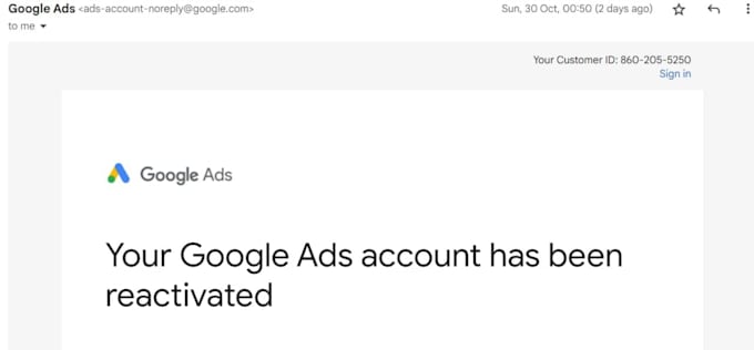 reactivated your suspended google ads account