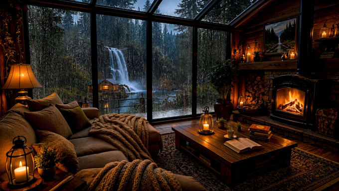 create cozy room raining video for your youtube