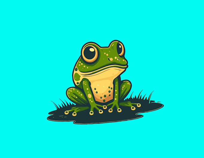 design creative frog cartoon, mascot logo with satisfaction guaranteed