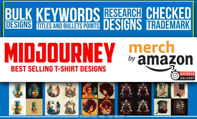 I will do merch by amazon niche research midjourney t shirt designs
