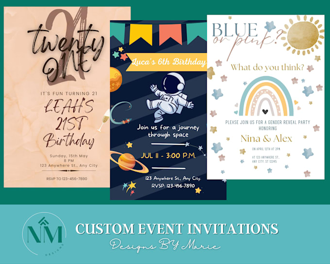 create custom party and or event invitations