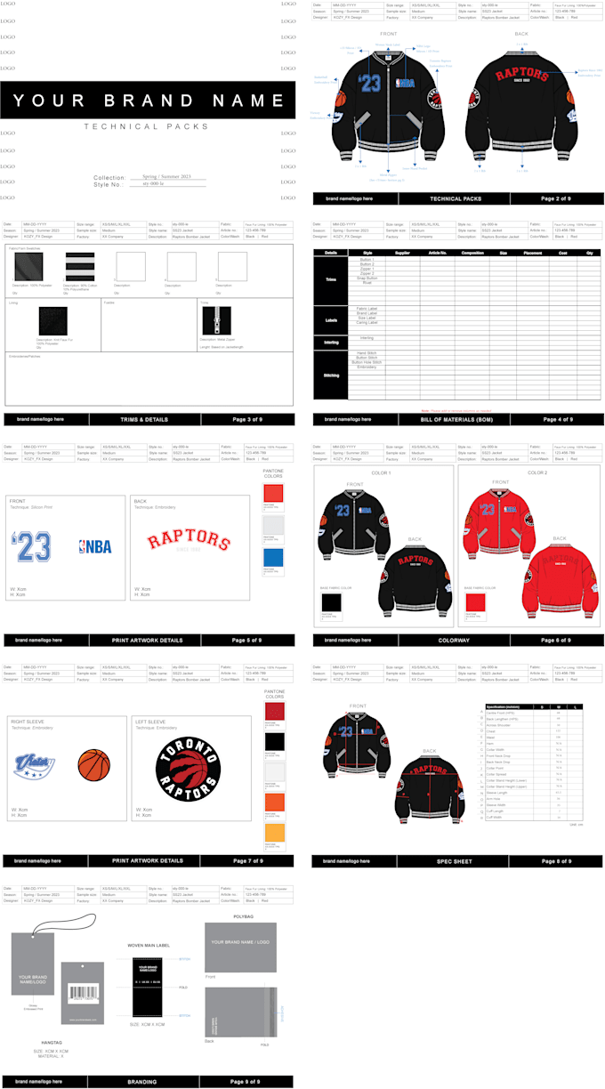 create a manufacture ready fashion tech pack of your designs