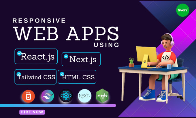 Develop responsive web apps using react next js tailwind typescript by ...