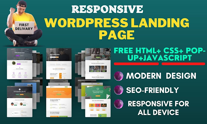 Create a responsive wordpress website or landing page with elementor ...