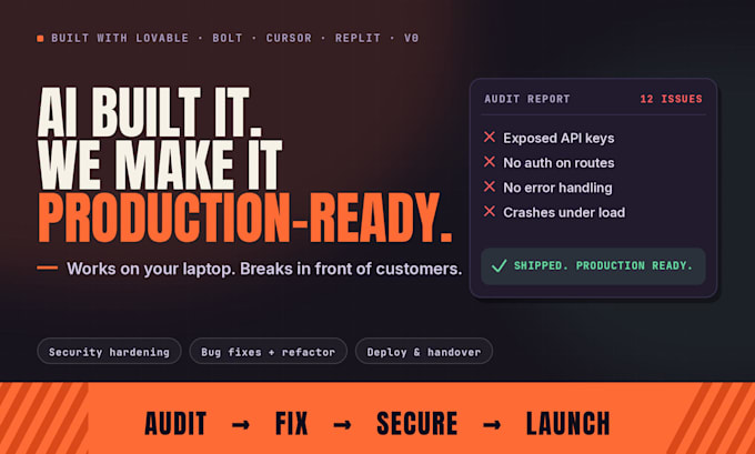 fix vibe coded app into secure production grade