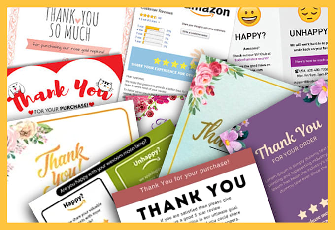 Design amazon product insert card thank you card package insert by