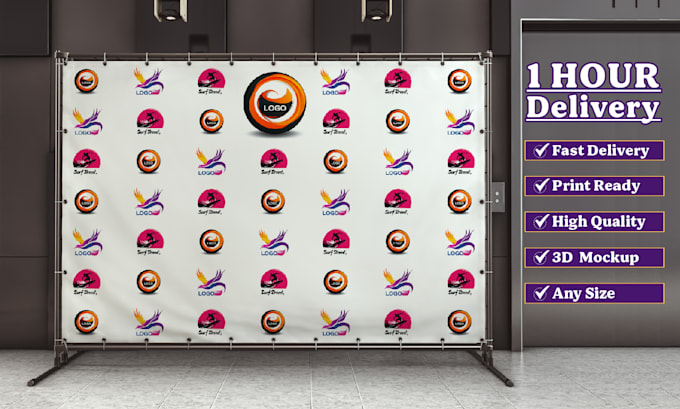 design a custom step and repeat, event backdrop, expo banner