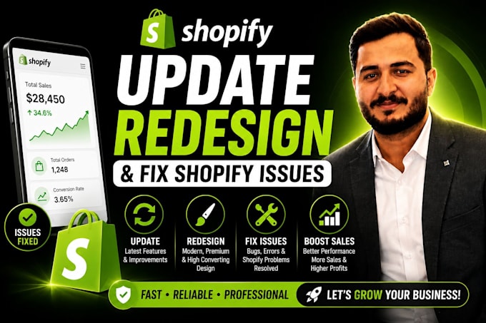 update, redesign, and fix shopify store issues