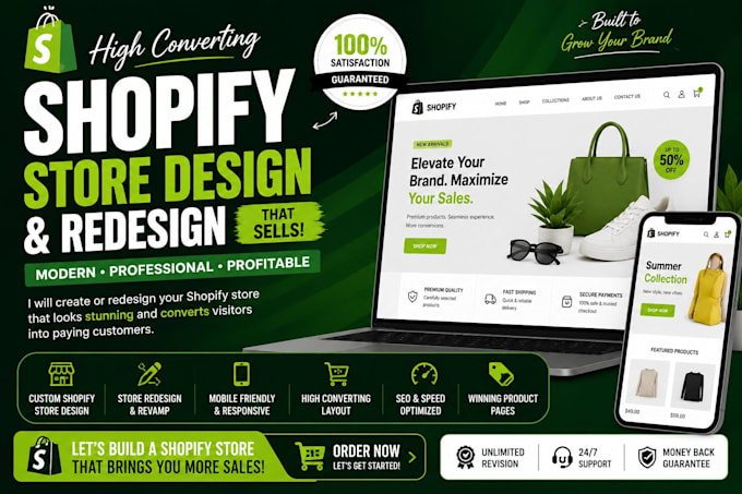 design, redesign and customize your shopify store website
