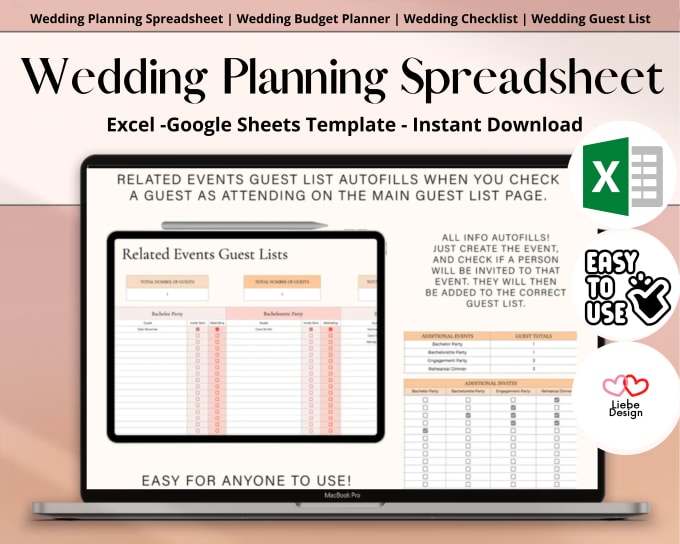 Do wedding Planning Google Sheets Template By Design sama Fiverr