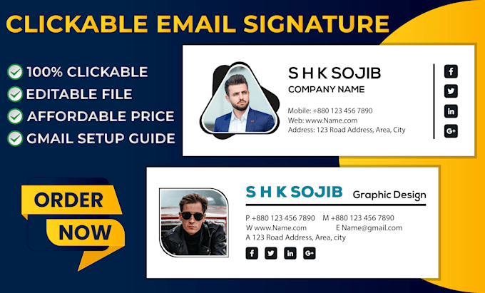 Create best clickable email signature or html email signature by Shk ...