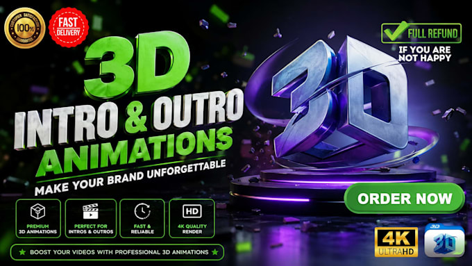 design stunning 3d youtube intros, outros, and logo animations