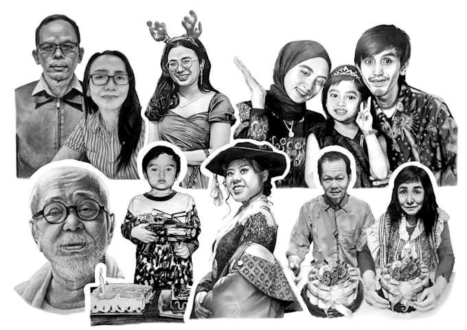 provides black and white portrait sketch painting services