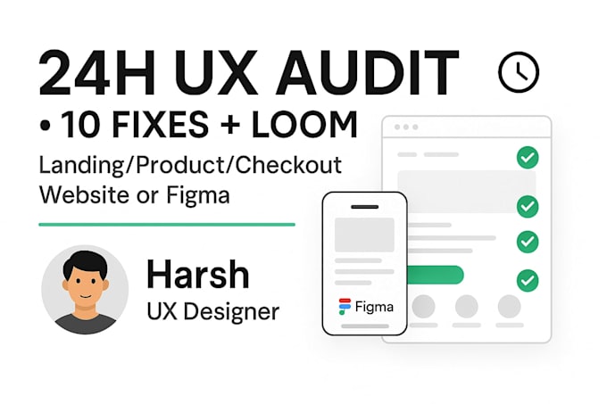 do a 24 hour ux audit with 10 actionable fixes website, app, figma