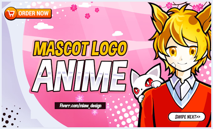 design awesome mascot logo anime character for twitch, youtube