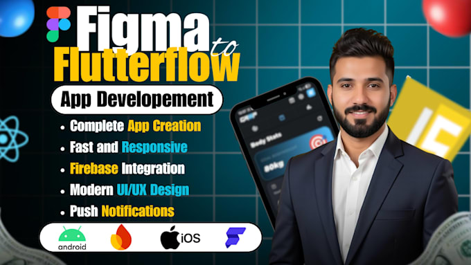 do mobile app ui ux, figma to flutter, flutterflow, android ios app development