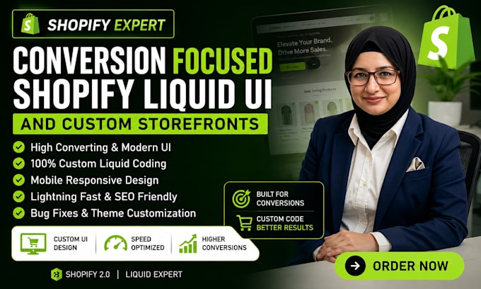 design conversion focused shopify liquid UI and custom storefronts