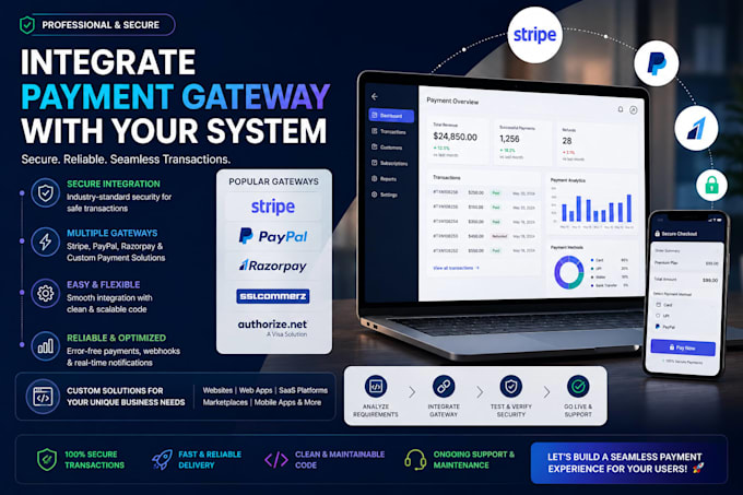 integrate stripe, paypal, and payment gateways