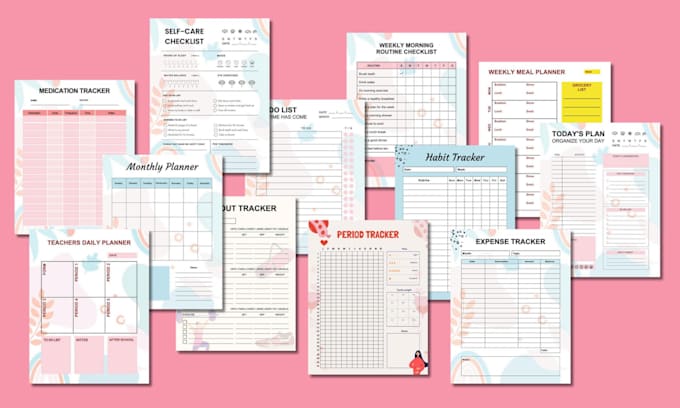 create planner, journal, worksheet, calendar, tracker
