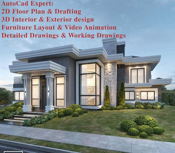 do architecture 2d floor plan 3d elevation, interior design and estimation