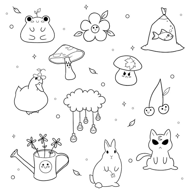 draw cute, minimalistic lineart tattoo design