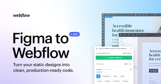 build your figma design to webflow with best practices and custom codes