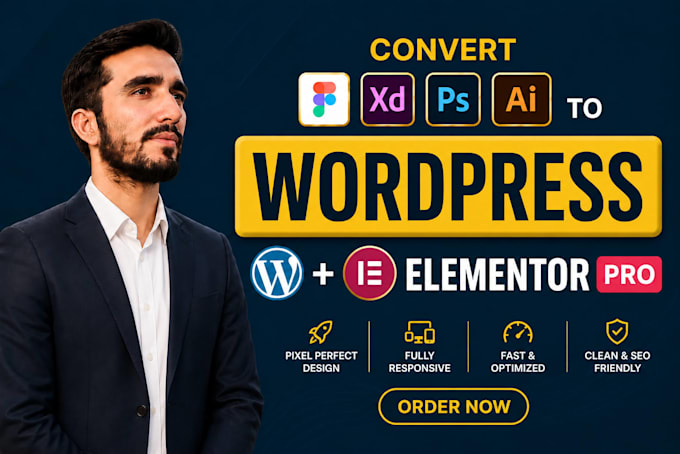 convert figma to wordpress, xd to wordpress, figma to elementor or elementor pro