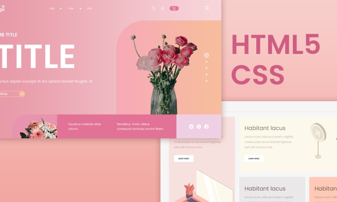Write codes in html and css to make functional website page by ...