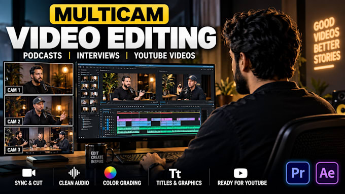 professionally edit multicam podcasts and interviews