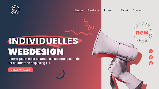 eine moderne webseite mit individuellem design