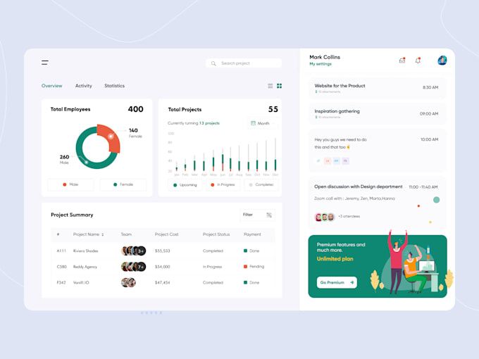 Create a ui or ux design for a dashboard or web application by Evionvan ...