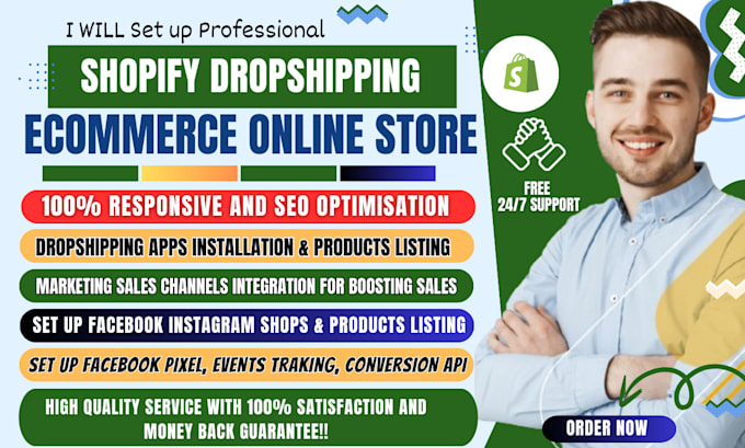 set up professional shopify dropshipping, ecommerce online store