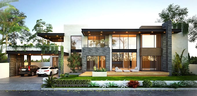 do architecture 3d rendering, realistic exterior, interior rendering, of house
