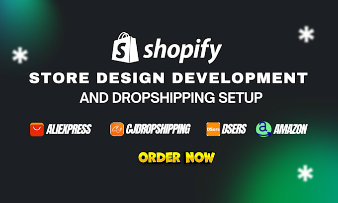 do shopify store design, development, and dropshipping setup