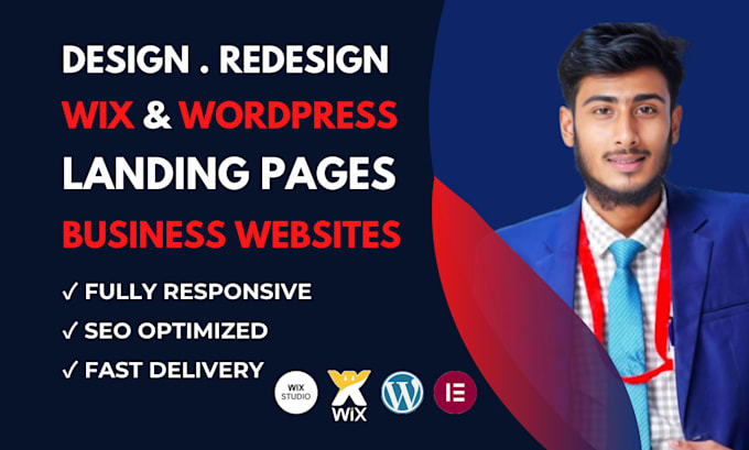 design or redesign wix landing page wordpress landing page or any website