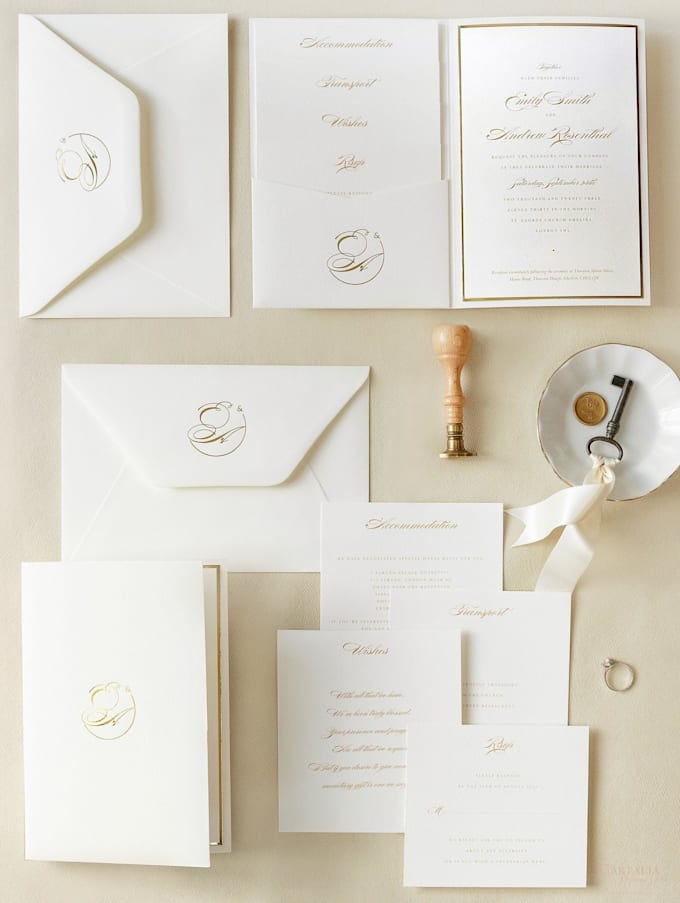 design an elegant wedding invitation and save the date card