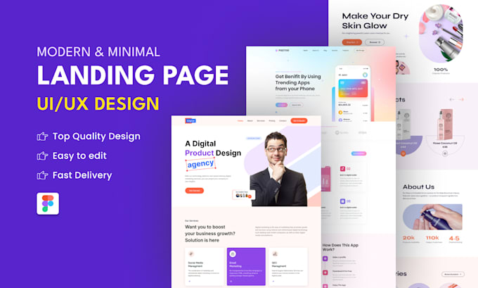 Do modern landing page design, website design, ui ux and web templates ...