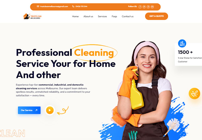 create cleaning business website for cleaning company