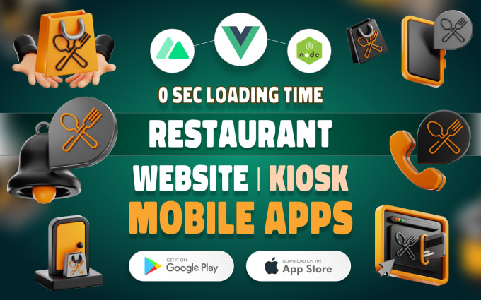 build food or restaurant website, kiosk, mobile app development for android, ios