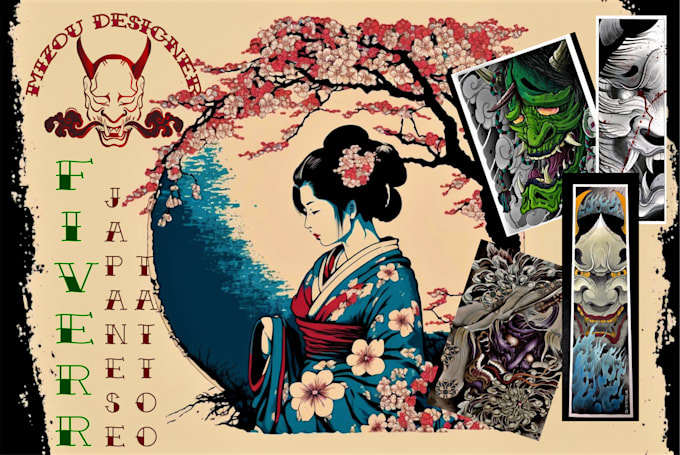 Review! I will detailed traditional japanese style tattoo design for you  for $35