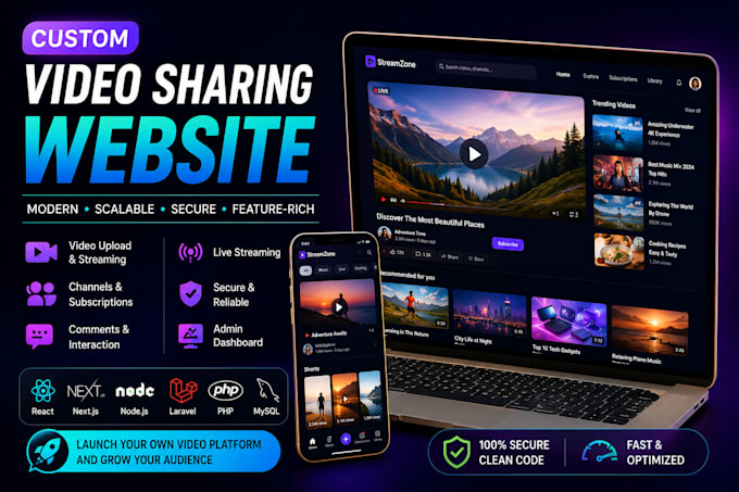 develop a custom video sharing website like youtube