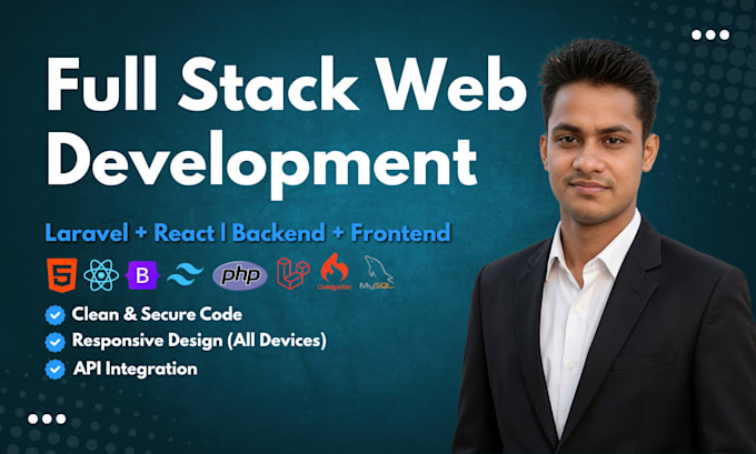 develop full stack web application using laravel, react,rest API and admin panel