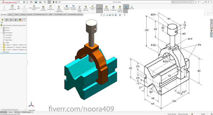 make 2d and 3d mechanical parts in solidworks, creo, catia, inventor, fusion 360