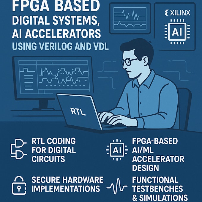 develop fpga based digital systems, ai accelerators using verilog and vhdl