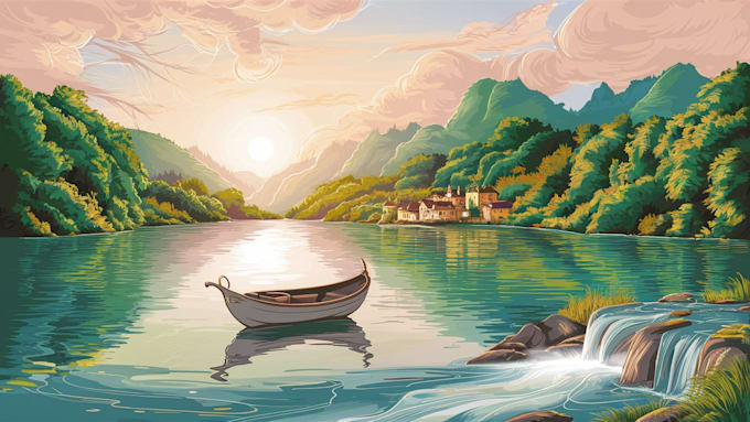 paint landscape illustration, background concept art