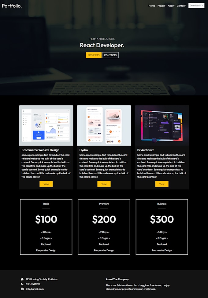 create a personal or professional portfolio website