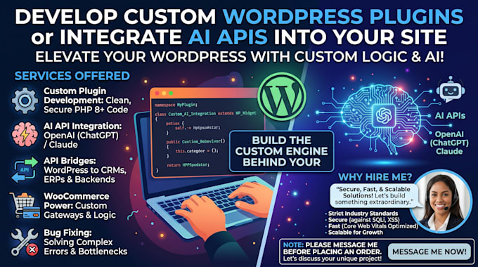 develop custom wordpress plugins or integrate ai apis into your site