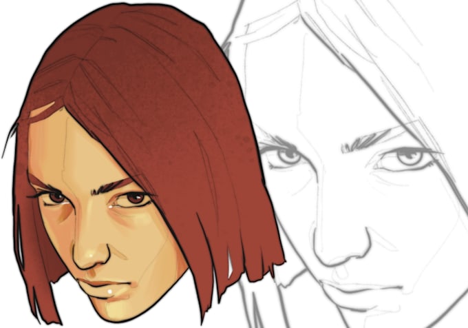 do a freehand digital cartoon portrait