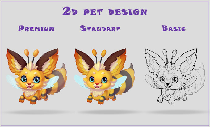 create 2d character design concept, pet, mascot, monsters, sketch, color, render
