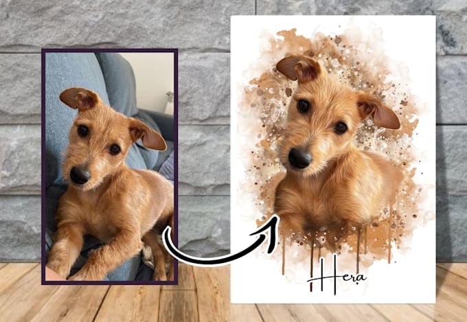 Draw realistic watercolor portrait your pet by Didikiskandar46 | Fiverr